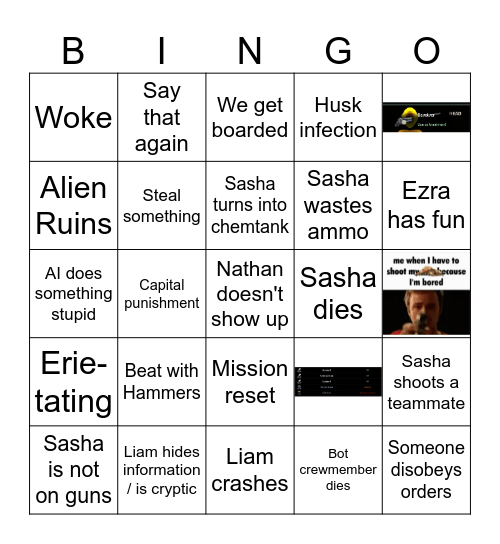Barotrauma Game Night Bingo Card