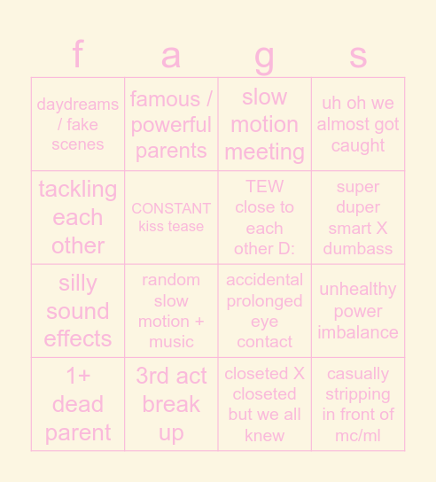 asian BL bingo (it’s always the same things bru) Bingo Card