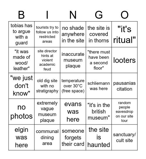 ascsa summer session bingo Card