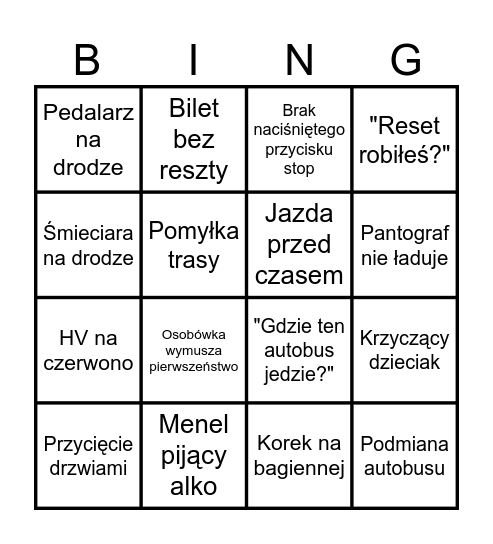 Bingo PKM Jaworzno Bingo Card