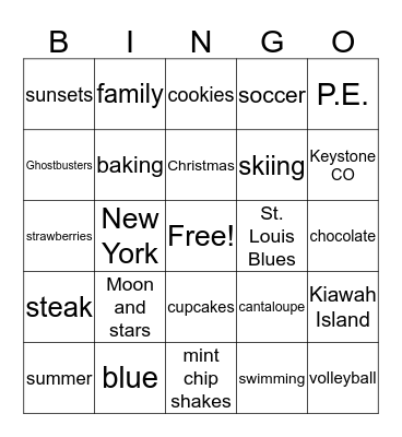 ADDYSEN'S VIP Bingo Card