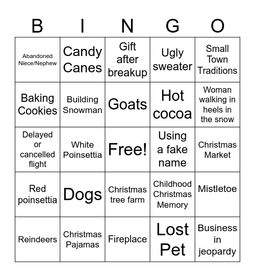Heather's Hallmark Christmas Bingo Card