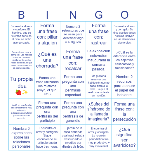 Repaso Repasito Bingo Card