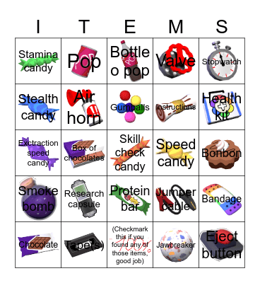 Dandy's world items bingo (only that available in non event time) Bingo Card