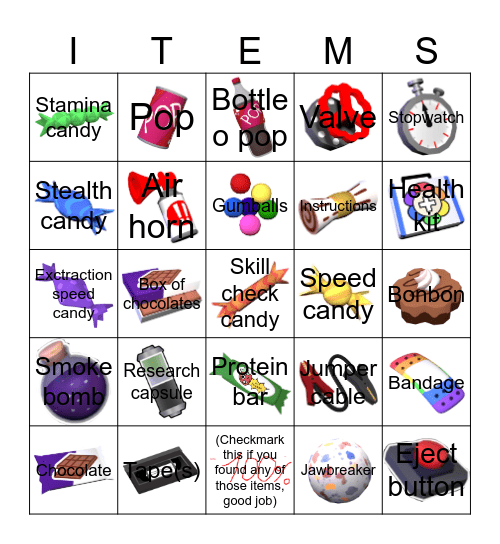 Dandy's world items bingo (only that available in non event time) Bingo Card