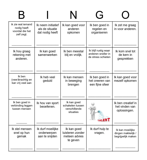 Talentenbingo! Bingo Card