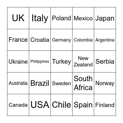 Nudes by Nations Bingo Card