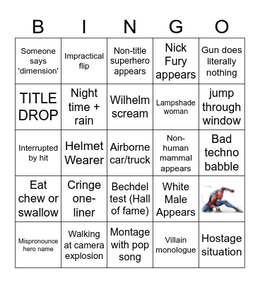 Marvel Movie Bingo Card
