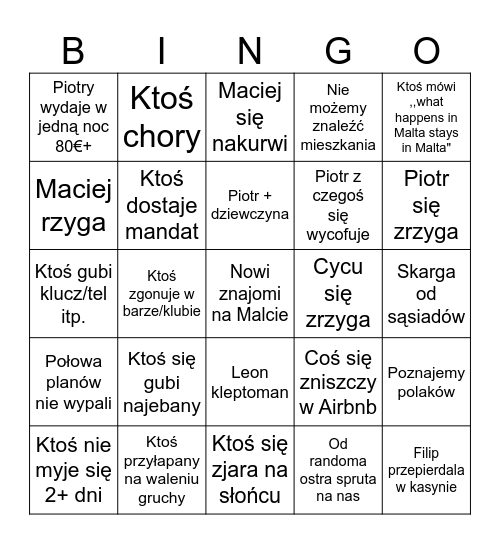 Malta Bingo Card