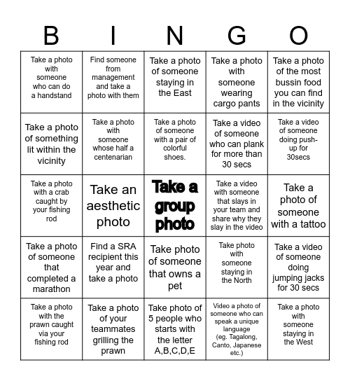 SG Cash Ops Team Bonding Bingo Card
