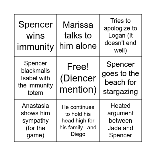 Spencer Lawrence in EP 18 Bingo Card