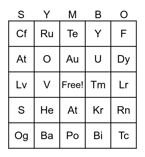 Symbo Card Bingo Card