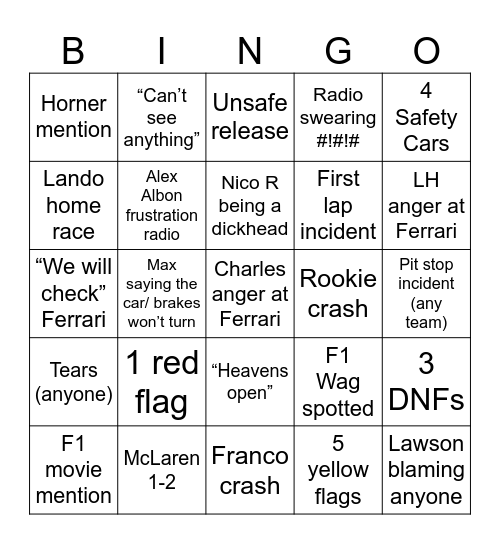 Belgium 2025 Bingo Card