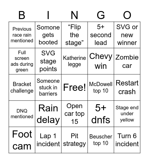 Chicago Bingo Card
