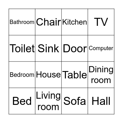 Around the house Bingo Card