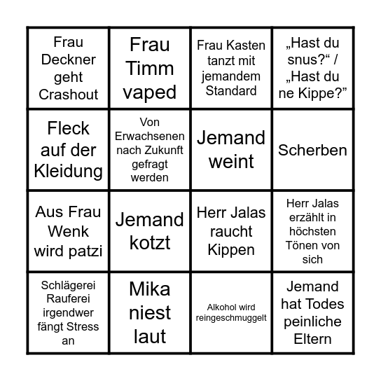 Abiball Bingo ANS 2025 Bingo Card
