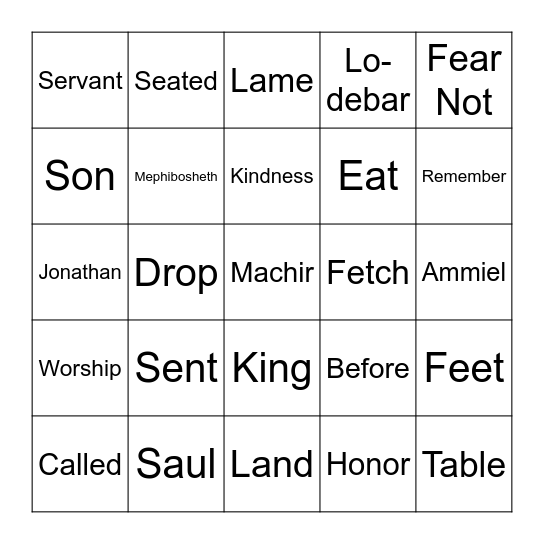 7.6.25_2 Samuel 9:305 Bingo Card