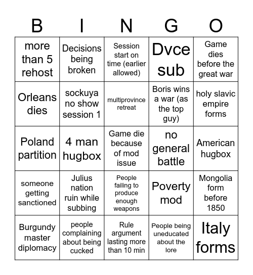 Untitled Bingo Card
