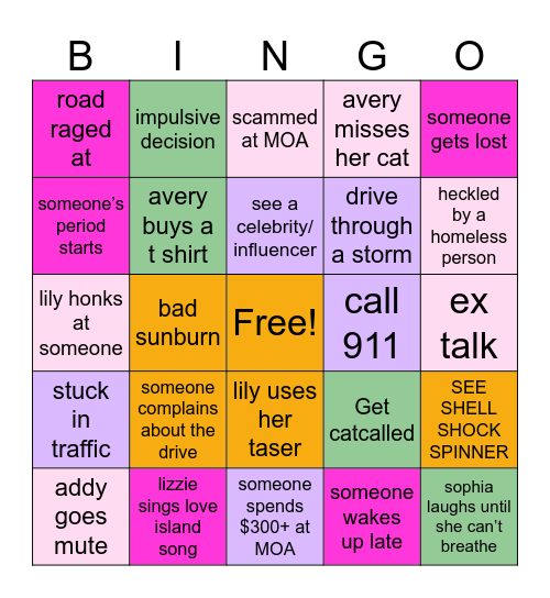 GIRLS TRIP Bingo Card