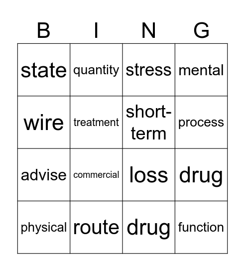 AVTC5 - Unit 5 - Listening Vocab Bingo Card