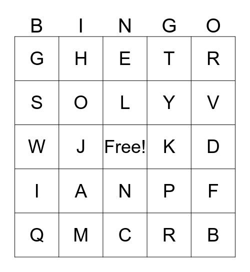 Alphabet Bingo Card