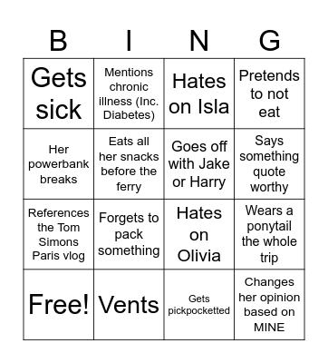 Courtney Bingo Card