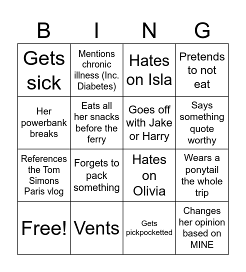 Courtney Bingo Card