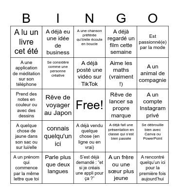 Dauphine Business Bootcamp Bingo Card