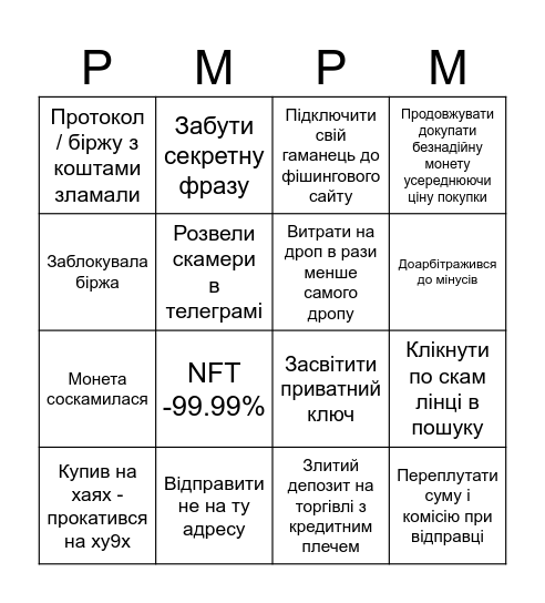 Крипто бінго Bingo Card