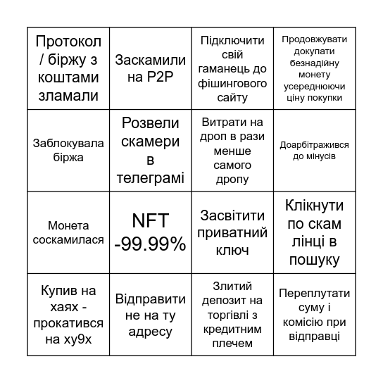 Крипто бінго Bingo Card