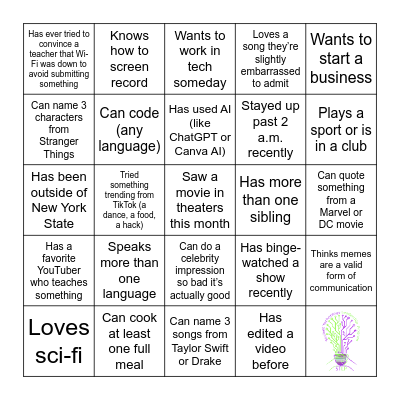 Icebreaker Bingo Card