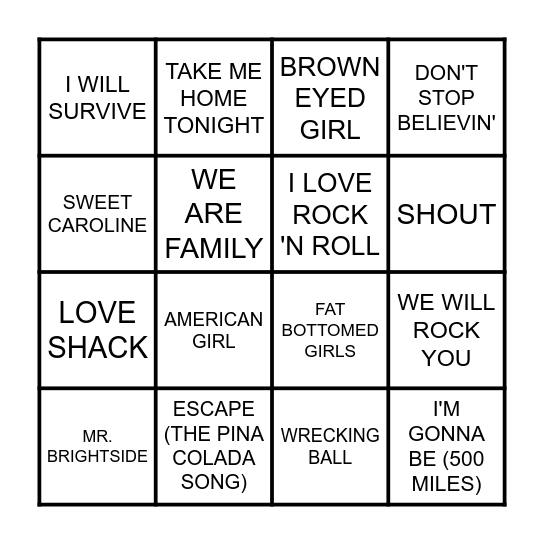 SING ALONG WITH ME! Bingo Card