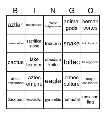 history of mexico Bingo Card