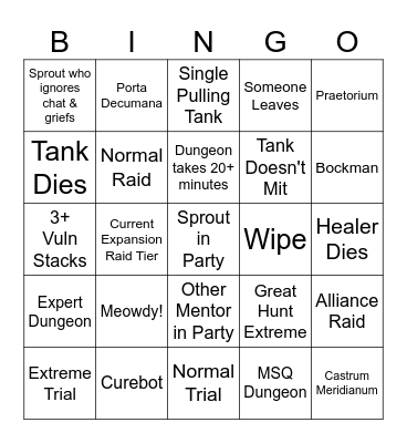 Mentor Roulette Bingo Card
