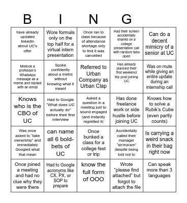 BINGO! Bingo Card