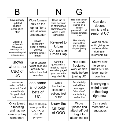 BINGO! Bingo Card
