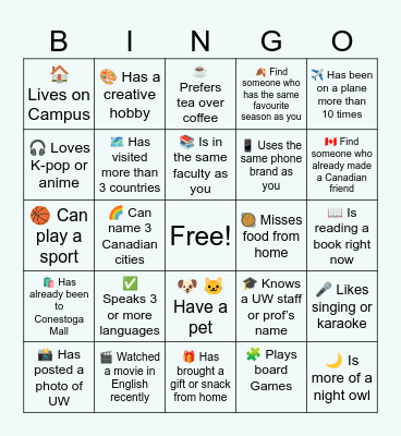Find Someone Who... Bingo Card