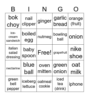 Picture Bingo - Card #1 Bingo Card