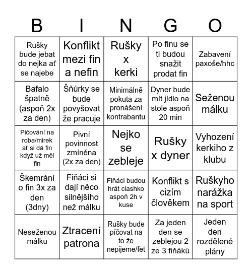 Portugalsko Bingo Card