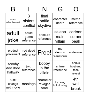 jojo reference Bingo Card
