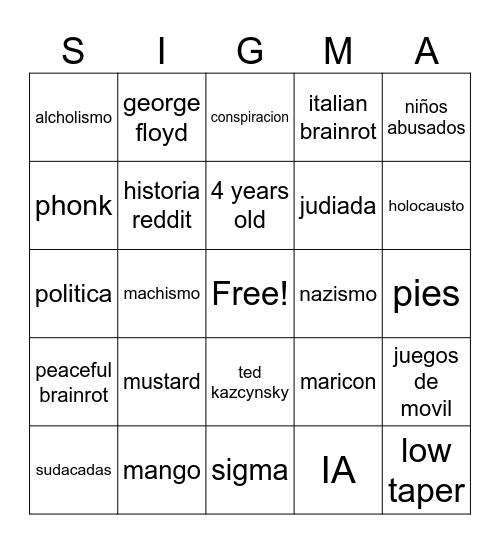 El reel bingo Card