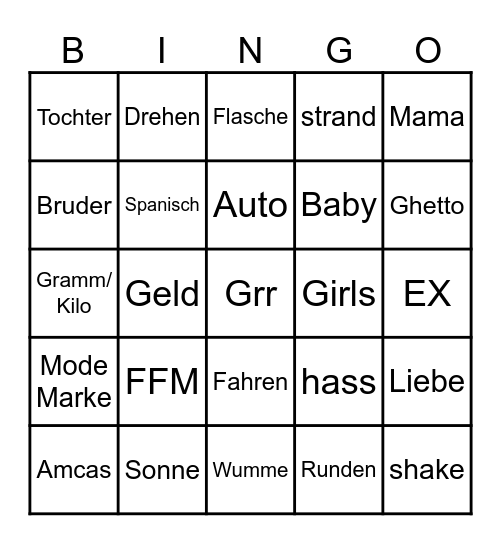 RLR Bingo Card