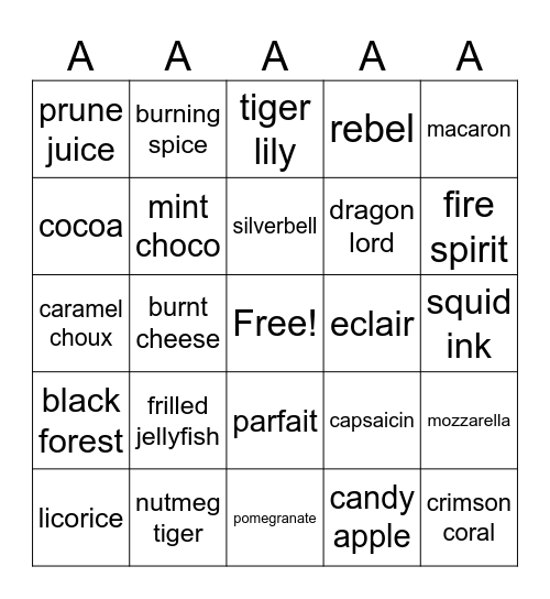 crk bingo Card