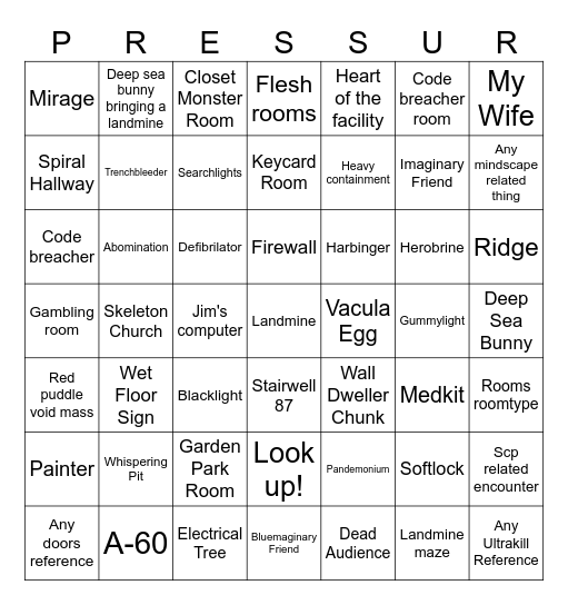 Pressure Rare Stuff Encounter Bingo Card