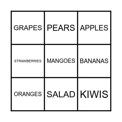 FRUITS Bingo Card