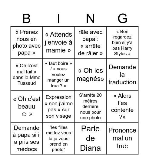Maman à Londres Bingo Card