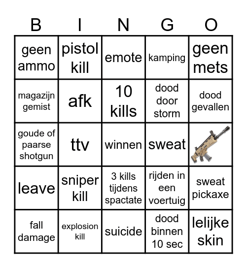 fortnite bingo Card