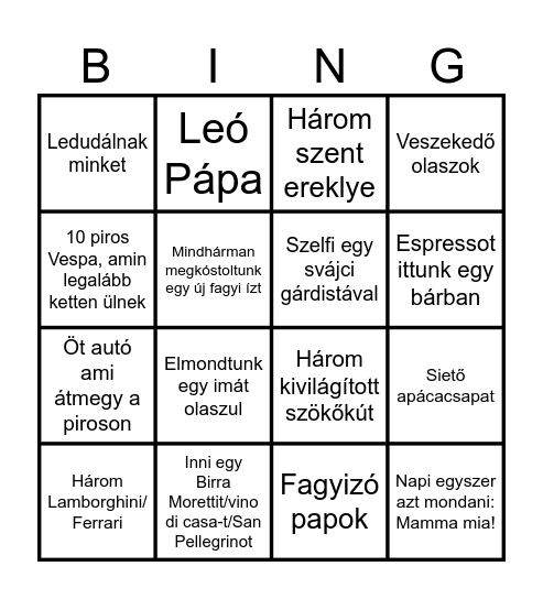 Szent Rita Kaland Bingó! Bingo Card