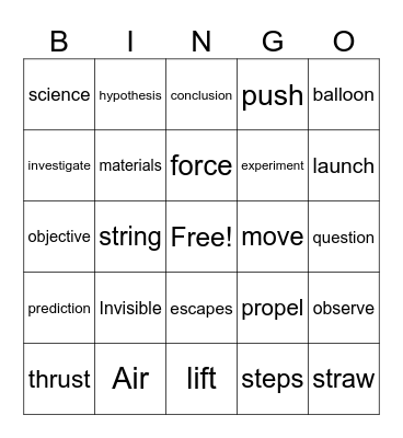 How Air Behaves Bingo Card