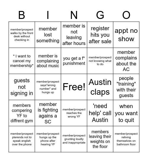 YouFit BINGO Card